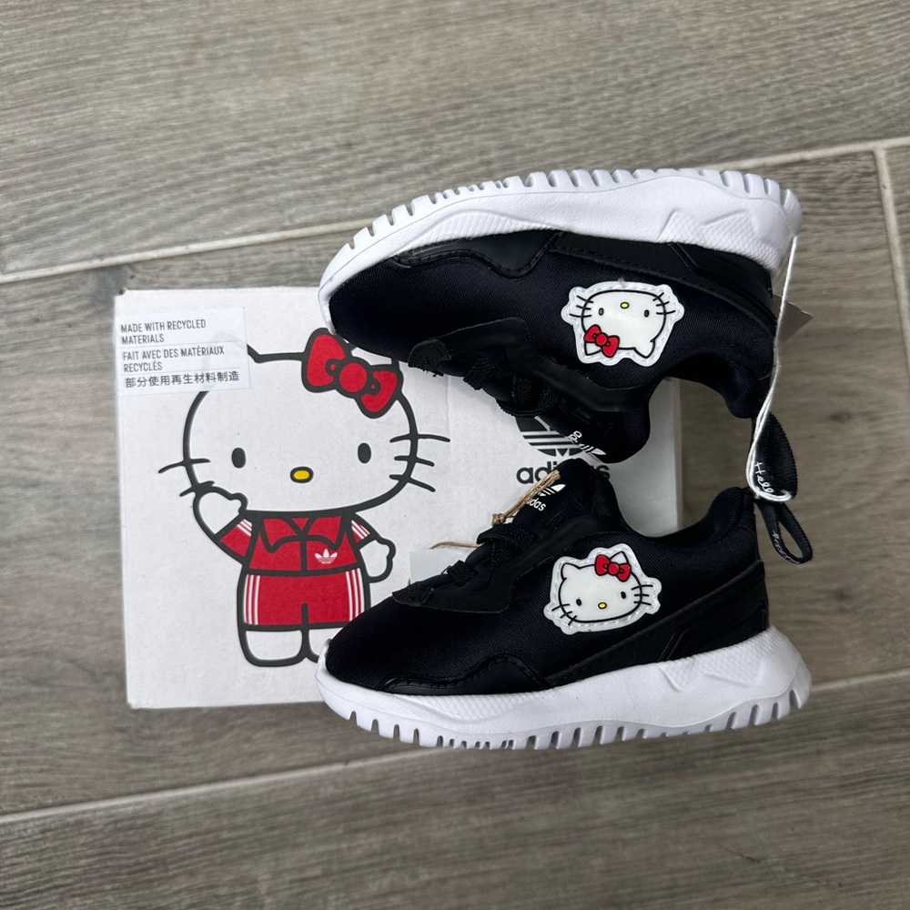 Black and white Hello Kitty Adidas Shoes